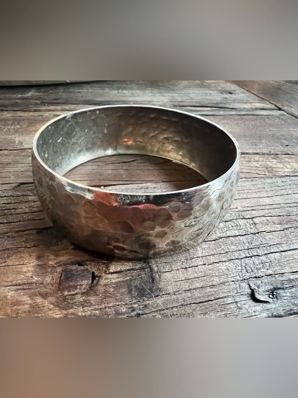 Hammered Silver-Tone Bangle Bracelet
